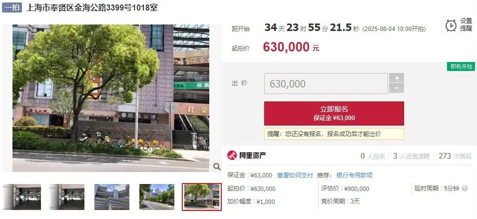 【海湖汇法拍房】一拍 上海市奉贤区金海公路3399号（两间店铺）